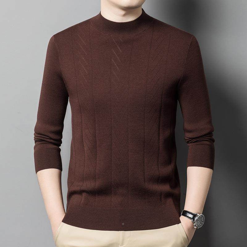 半高羊绒毛衣男秋冬新9528-KK款韩领套头打底百衫搭休闲潮流针版