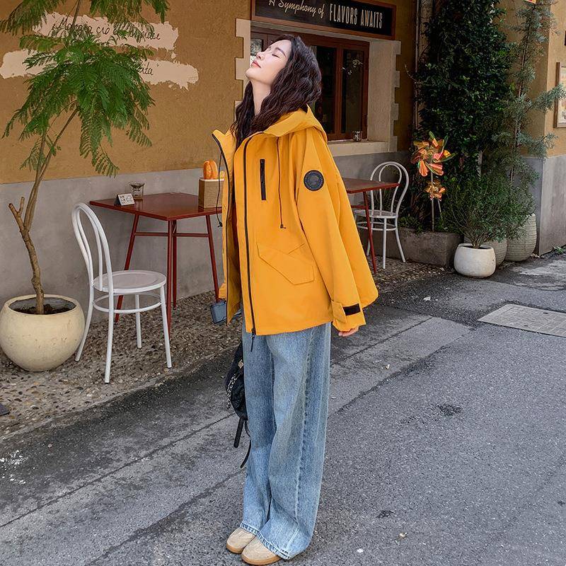 橘色连帽工装外c153-335套搭女秋秋2025新款今年好流行超看户上外