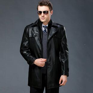 外套西装 冬季 C爸爸男中长款 士绵羊皮夹衣中领老年6677 加绒皮 新款