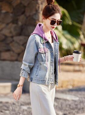 J货牛仔外套HJ2509-0女现2025春装新款仔时尚休闲连帽宽松牛衣H25