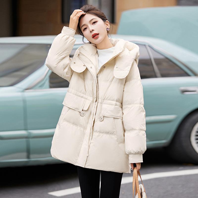 绒服H女冬新款加厚保暖设计感90白鸭绒外洋气羽HE99819-连帽时尚