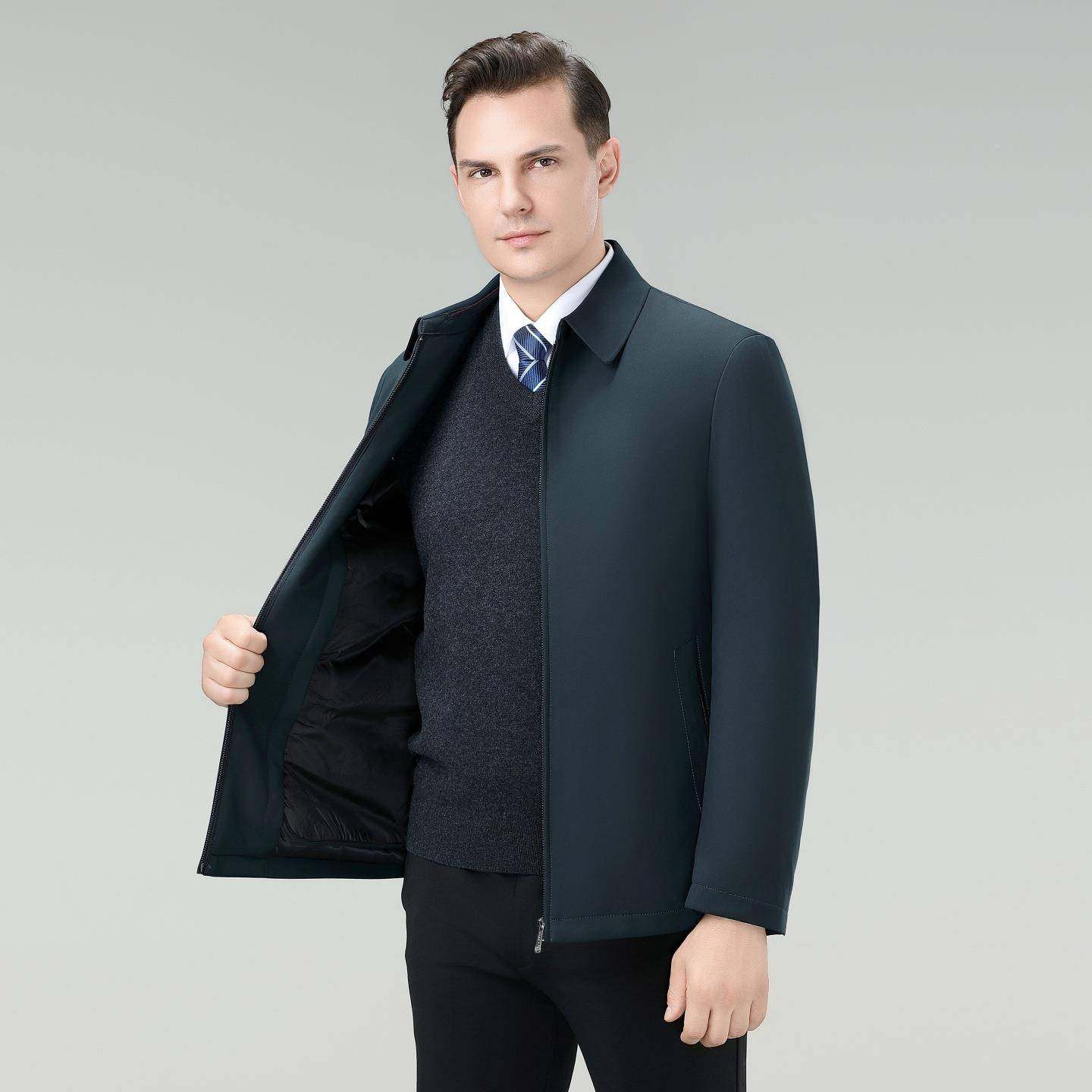 冬季羽中老年绒服男可脱卸内爸胆暖翻领厚226-F外套爸装保羽绒上