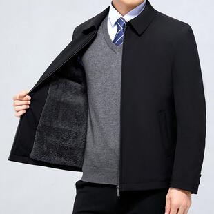 绒加厚老年人服茄克中外 轻薄棉衣爷爷爸加棉爸装 冬中2209 F年男士
