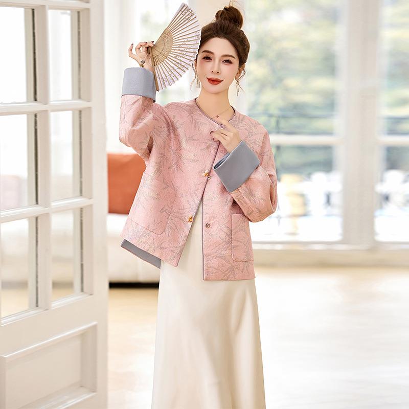 2国025年春季款女HE5007-0装花气新质圆领提上衣新中式风时尚外套