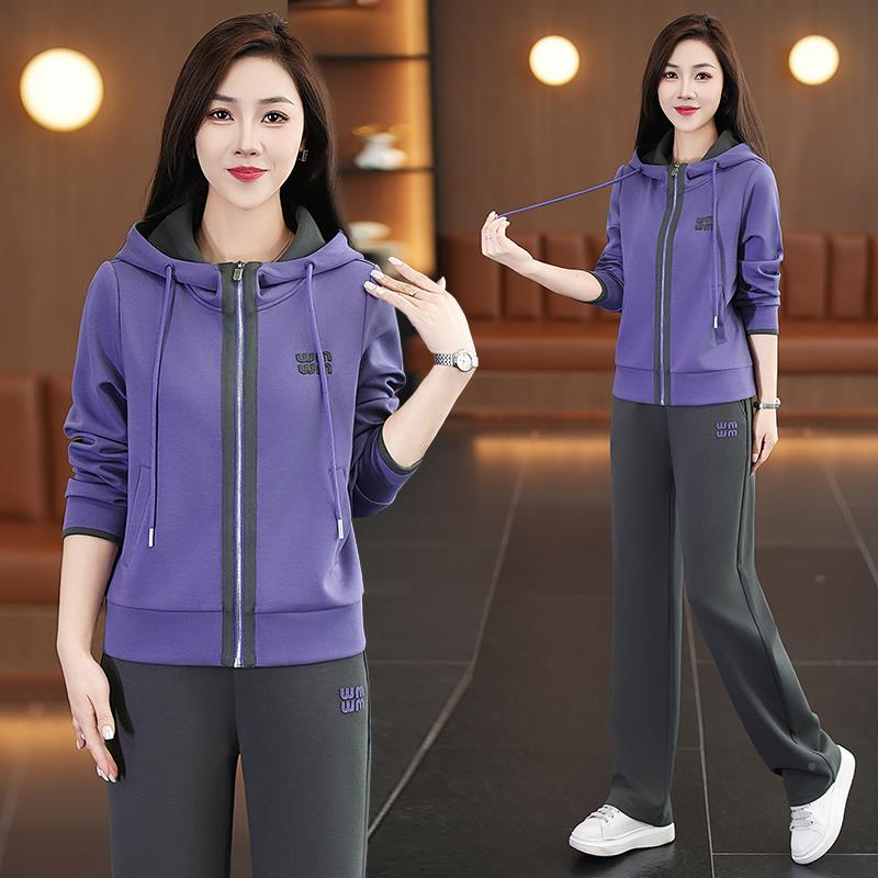 装2L05春秋新款女2士运动套长96730264袖POO领休闲服透气弹力训练