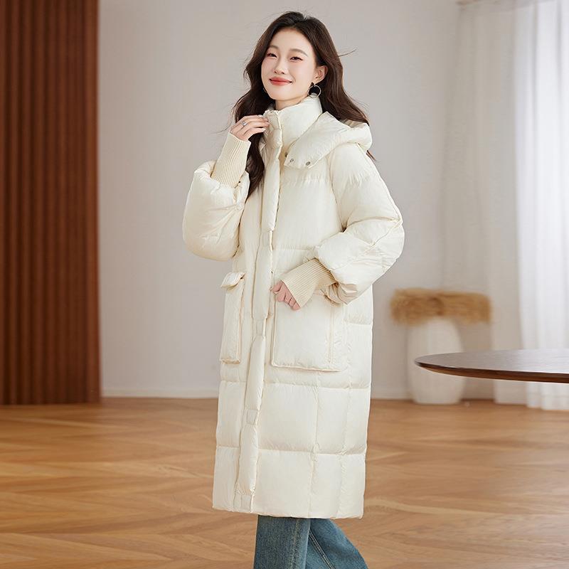 高冬新HE99807-感款羽绒加服女长款过膝时尚厚面包服级白鸭绒外套