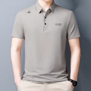 夏季 中爸老年男男装 中年短袖 装 衣服透气条纹恤 士恤上爸8818 新款