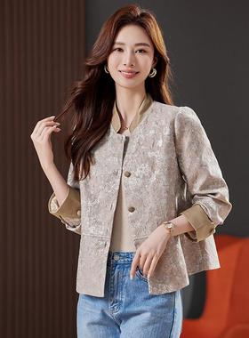 新中式外套L15272女024秋季新款女装长袖级感国风刺绣短款外套2 L