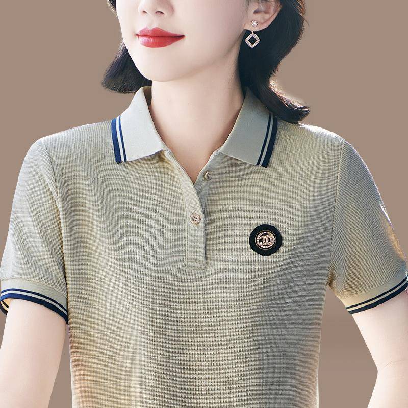 女士春季po0lo装衫冰丝短袖289833355t恤气质上衣超火减龄春妈妈2