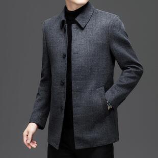 羽内胆双呢夹 面高商务休闲翻领中长款 端羊毛呢6089 WL大衣男绒式