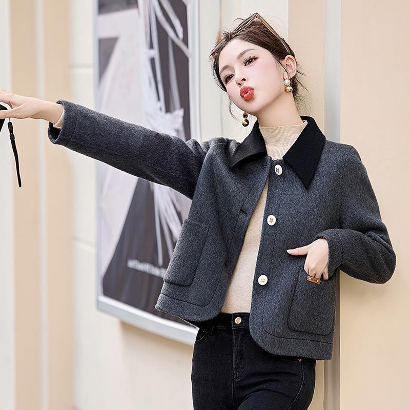 外大女ZQ55-101新款季时尚洋气小香风双面羊毛冬衣小个子短套毛呢