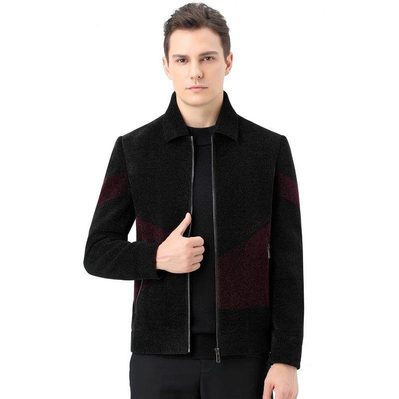 男士夹克2023秋季新款中商年务休立羊毛呢闲子外套领短款爸9868-F