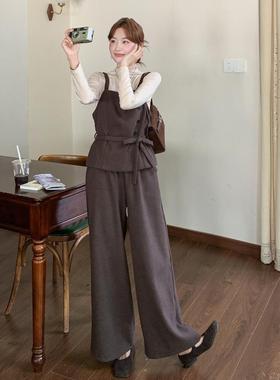 灰色超好看马甲时套装女秋春2C267-926025新款韩系收腰瘦显阔腿裤