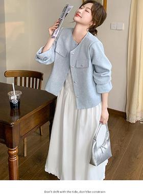 蓝色致小香风外精套女秋2季C193-9010韩25新款系气质高级感超好看