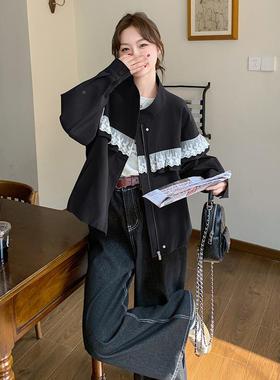 军绿色丝拼接短外套女小个夹子2025版秋蕾新C159-586款韩减龄洋气