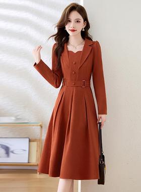 2质024秋季新款装韩版修身气系带长款a女字裙时尚连衣裙SWSW18571