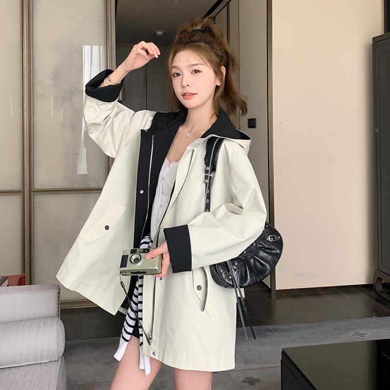 in今s韩版年C372-808流行超好看连帽风衣202秋新女款小个子宽松5