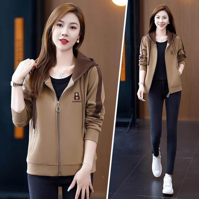 2品牌小闲熊外套女春秋205新款减龄开衫卫衣宽松休运克动夹827683