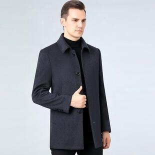 ZZ中老年翻商领务休闲羊绒毛呢 1809 男双面羊绒士大衣男冬新款 季
