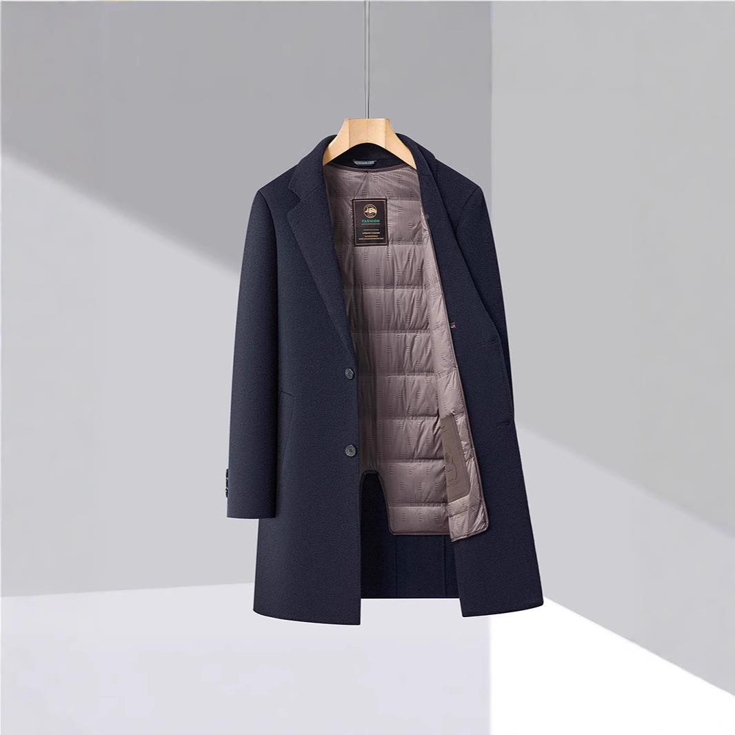 205秋面冬羊毛双呢大A2501-KL衣男士中长男款加厚休闲羊毛大衣装