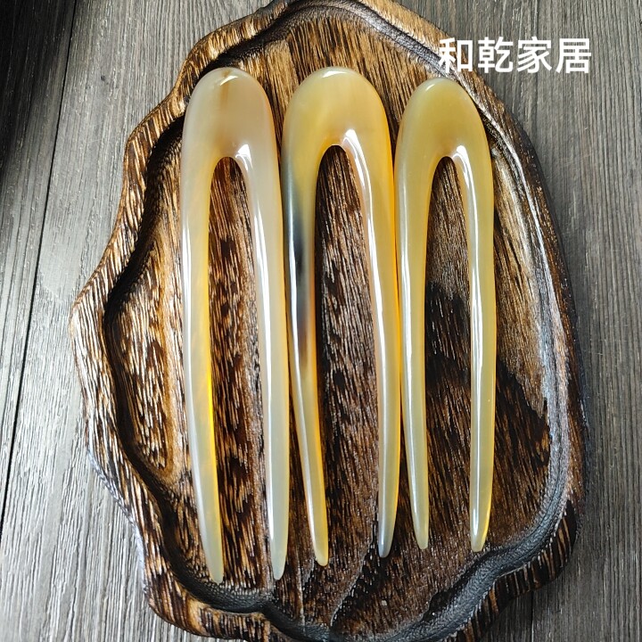 和乾家居U形牛角发簪古风配饰汉服头饰盘发工具稳固容易上手簪子