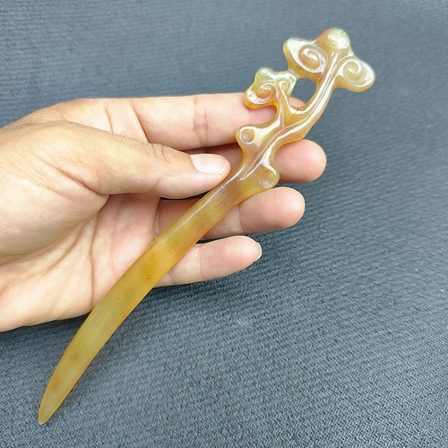 祥瑞灵芝簪羊角发簪挽发簪玄学好运配饰发钗盘发头饰道系道士好运