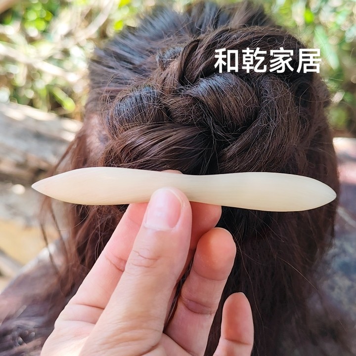 和乾双尖发簪羊角小蛮腰反扣式天然牛角古风翘弯民族风盘发饰国风