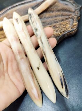 日常发簪羊角反扣式簪子双头尖古风翘弯牛角宽月秋冬女短簪