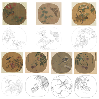 打印写生海棠初学者线描工笔画