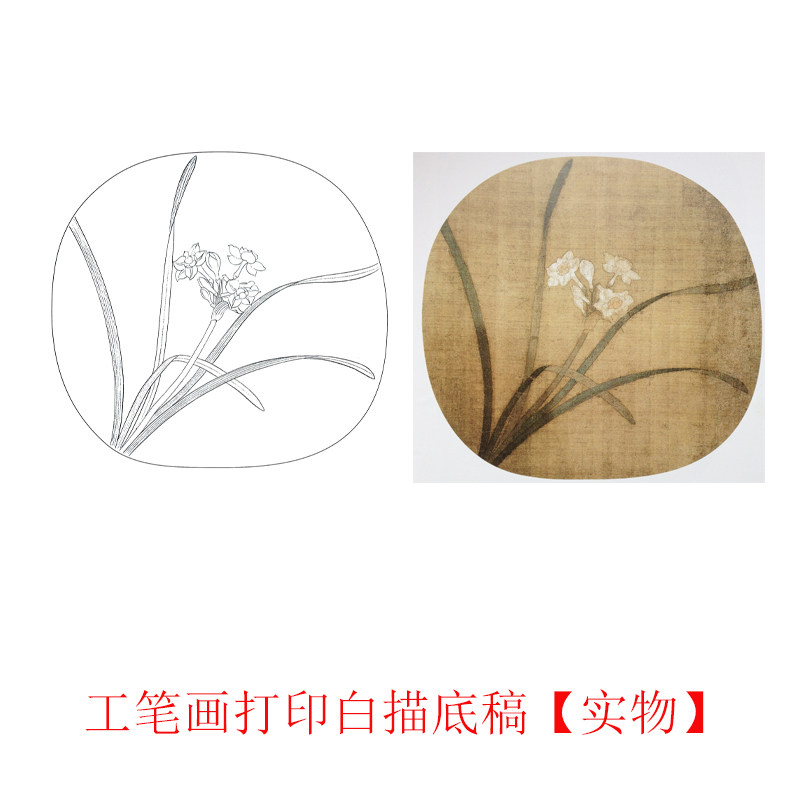 工笔画打印底稿宋画《水仙图》临摹初学者线描宣纸过稿素材