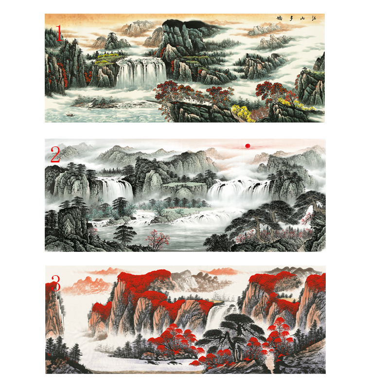 工笔画打印四尺白描底稿高清横幅山水风景工笔画线描初学者临摹