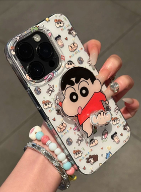 涂鸦小新小象支架手机壳适用iPhone17/16promax搞怪卡通华为Pura80/70情侣Mate80创意小米17pro软壳FindX9pro