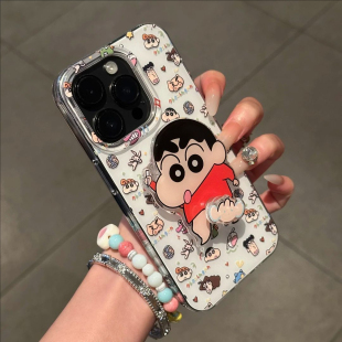 涂鸦小新小象支架手机壳适用iPhone17 70情侣Mate70创意小米17pro软壳FindX9pro 16promax搞怪卡通华为Pura80