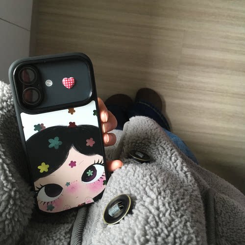 ins风可爱小花女孩黑边手机壳