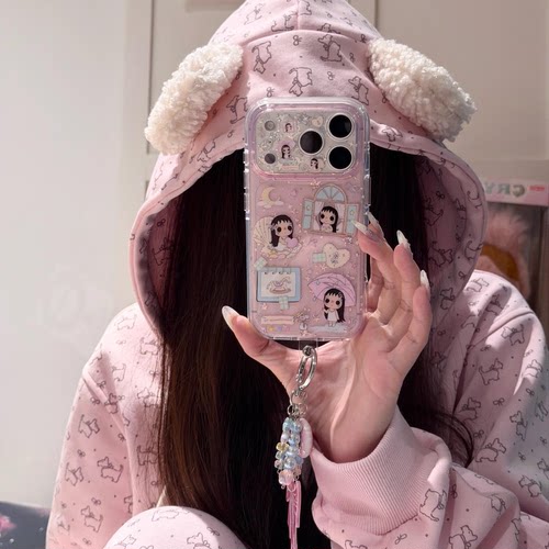 卡通可爱少女鎏金双层IMD手机壳