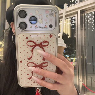 适用苹果17/16promax日韩风蝴蝶结手机壳苹果15/14plus新款magic8/7个性华为mate80/70新款vivox300电镀硬壳