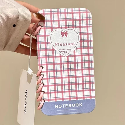 韩系格纹爱心翻盖笔记本适用iPhone16手机壳创意多巴胺配色苹果15promax卡通14plus小众13pro防摔12/11保护套