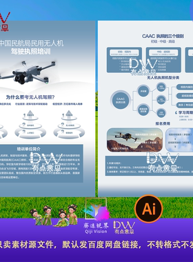 无人机培训单页CAAC无人机执照培训dm宣传单页彩页海报挂图ai素材