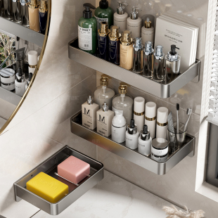 卫生间置物架免打孔浴室小尺寸20cm25长宽35洗漱台收纳架子太空铝