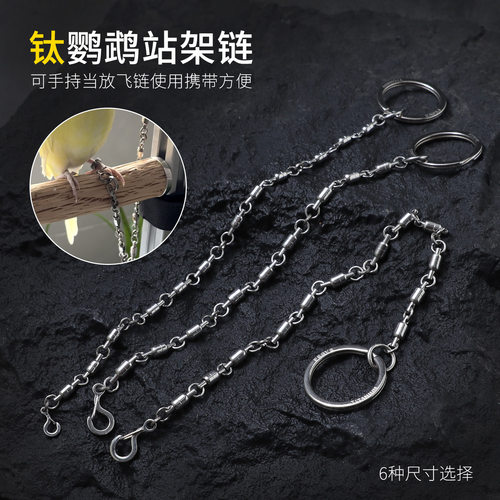 防缠绕鹦鹉站架链不锈钢鹦鹉脚链牡丹灰鹦栓鸟链纯钛合金活扣脚链