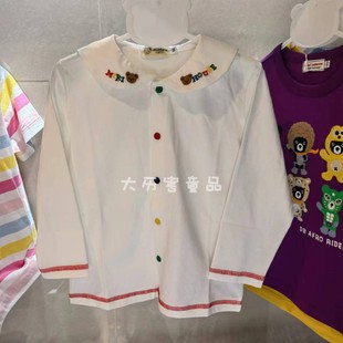 儿童新款秋冬日系男女儿童卡通小动物长袖彩扣开衫内搭纯棉衬衫