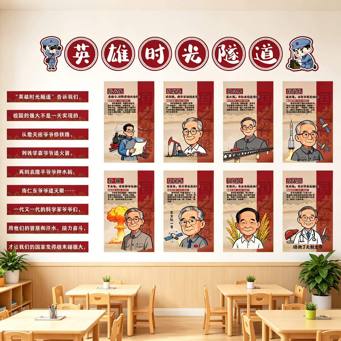 红色主题国之脊梁科学家环创墙贴图片