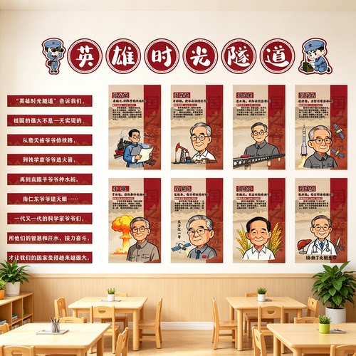 红色主题国之脊梁科学家环创墙贴