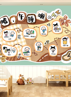 幼儿园午睡流程环创示意图贴纸