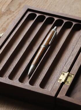 实木 黑胡桃 钢笔盒 6支钢笔收纳盒 文具盒 【木爻Craft】