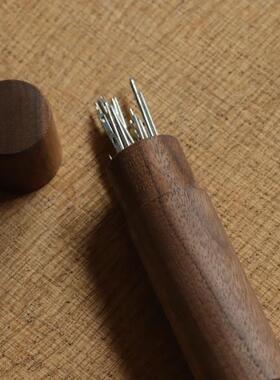 针筒针盒收纳罐胶囊黑胡桃【木爻Craft】