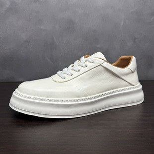 纯皮男鞋高端手工马皮鞋透气固特异百搭简约厚底小白鞋男低帮板鞋