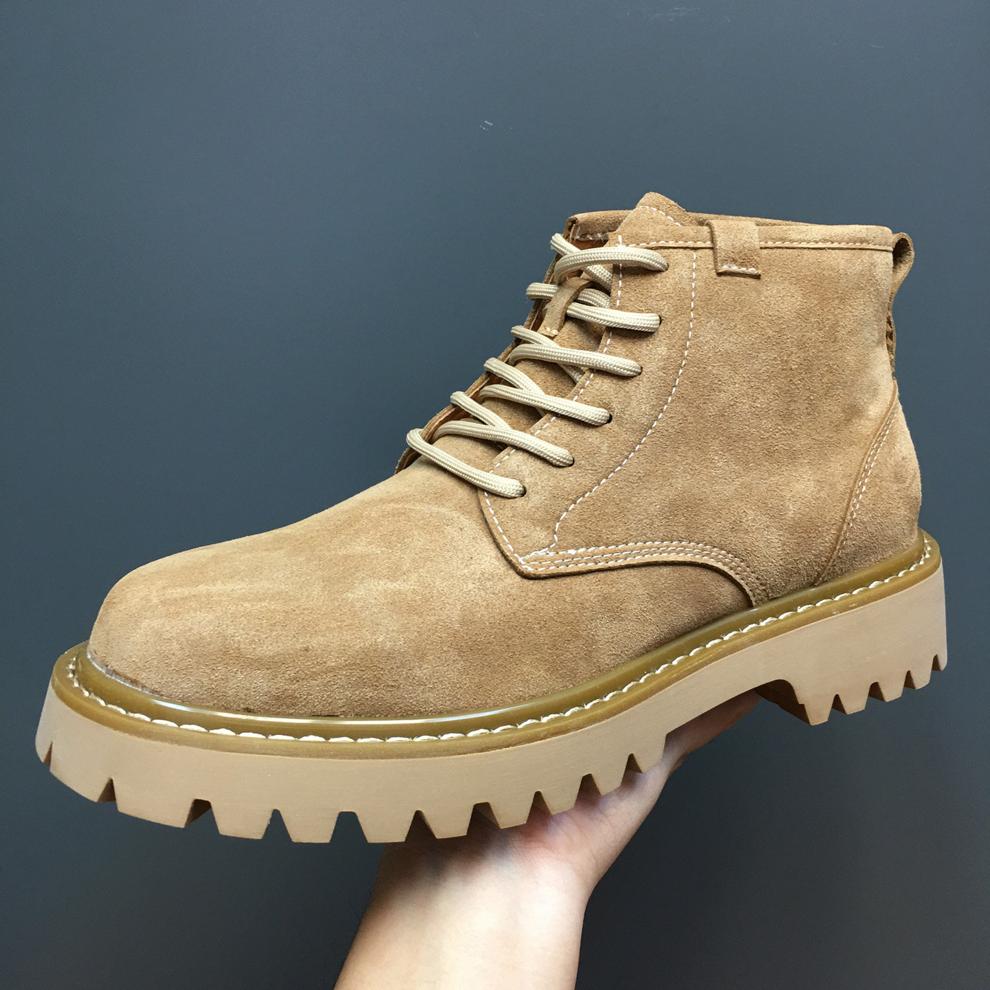 头层牛皮中帮男鞋秋冬季复古马丁靴户外靴子男休闲加绒高帮工装靴