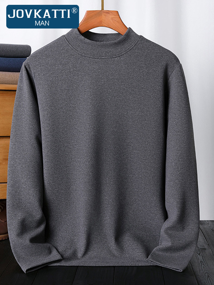 JOVKATTI双面绒半高领长袖T恤男秋冬新款加厚保暖休闲男士打底衫,男装,T恤,淘宝优惠券,粉丝福利购,淘宝优惠卷