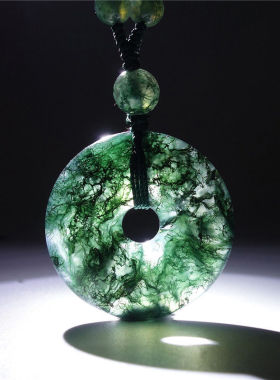 天然冰种平安扣水草玛瑙挂件吊坠